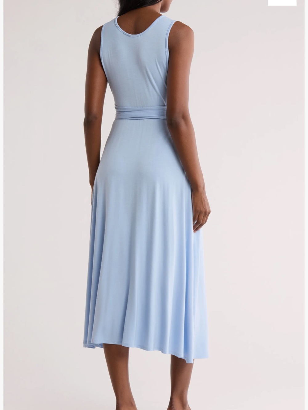 Elhoffer Essentials Powder Blue Sleeveless Wrap Midi Dress - Picture 2 of 10